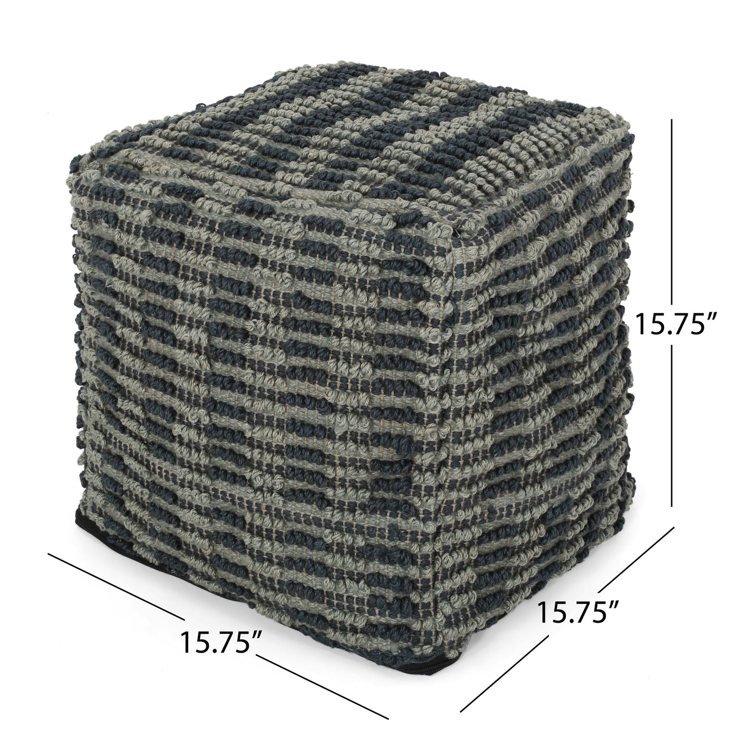 Walle - Fabric Square Pouf Ottoman And Floor Cushion Teal - Blue Home Essentials