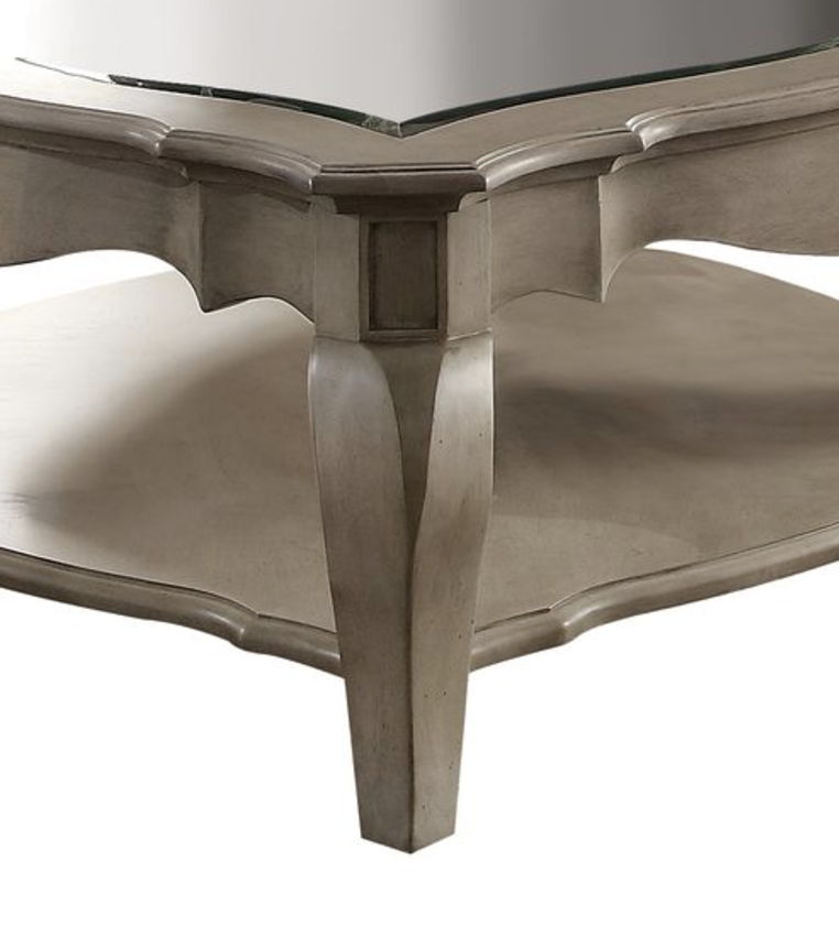 Chelmsford - Clear Glass Coffee Table - Taupe Acme