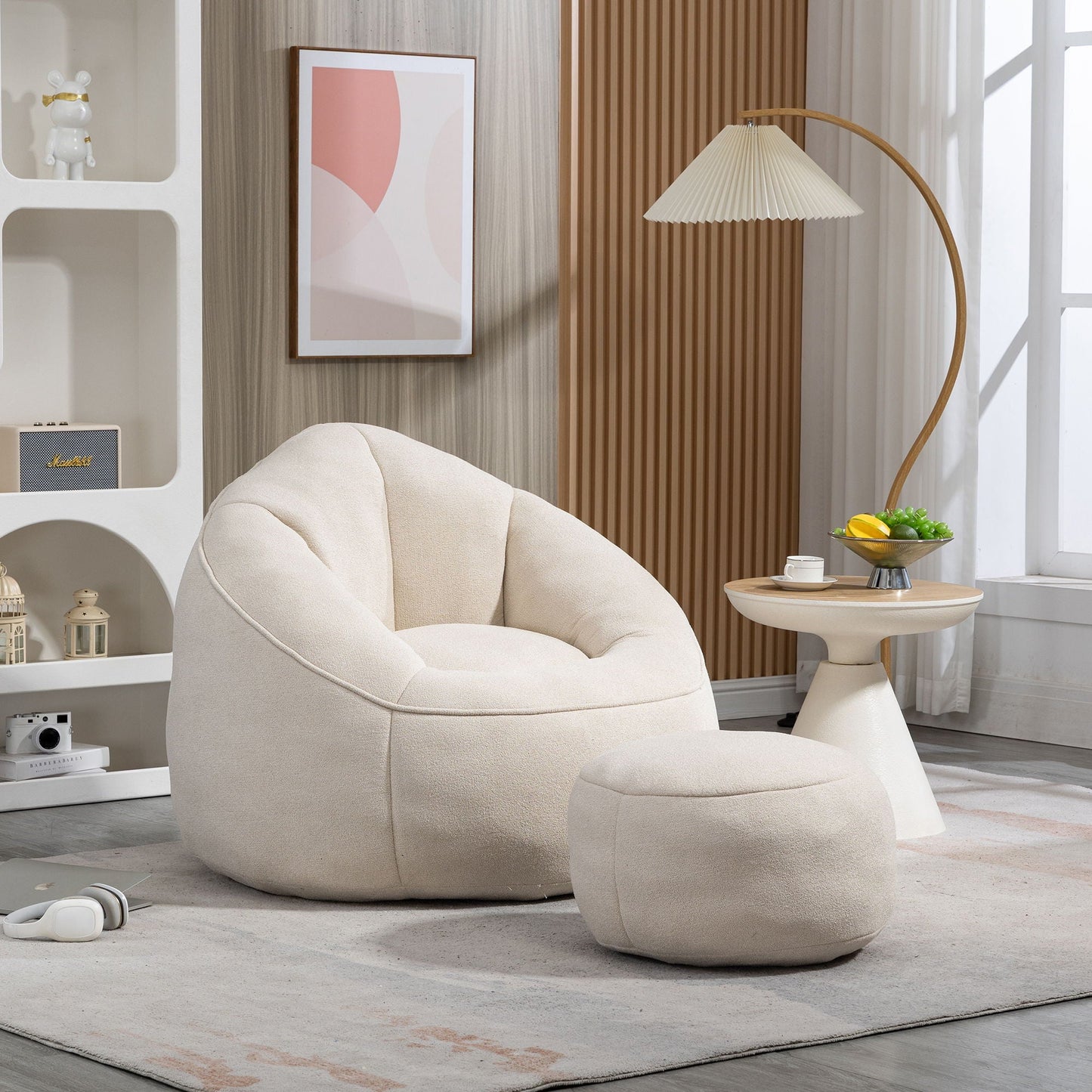 Bedding Bean Bag Sofa Chair High Pressure Foam With Footrest Home Essentials