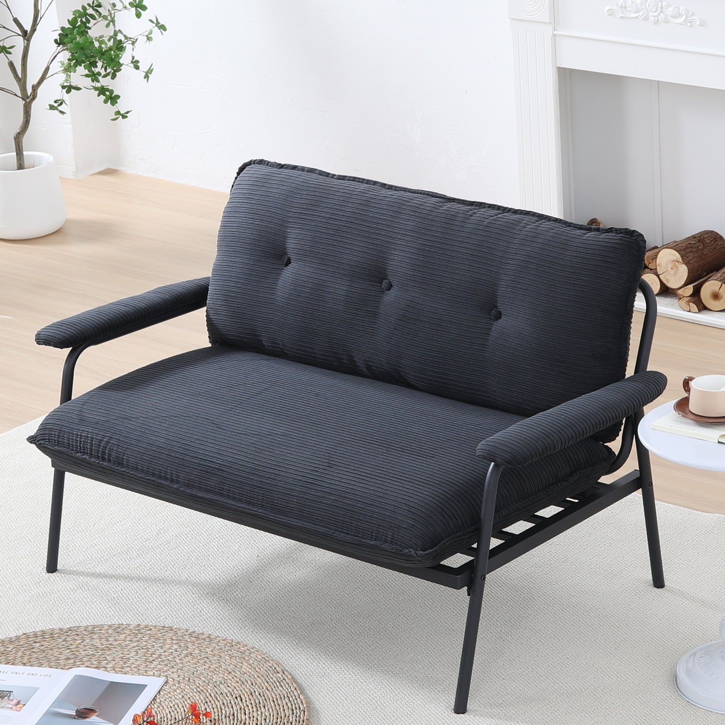 Modern Metal Frame Sofa With Sponge Filling For Compact Spaces And Versatile Use Home Essentials