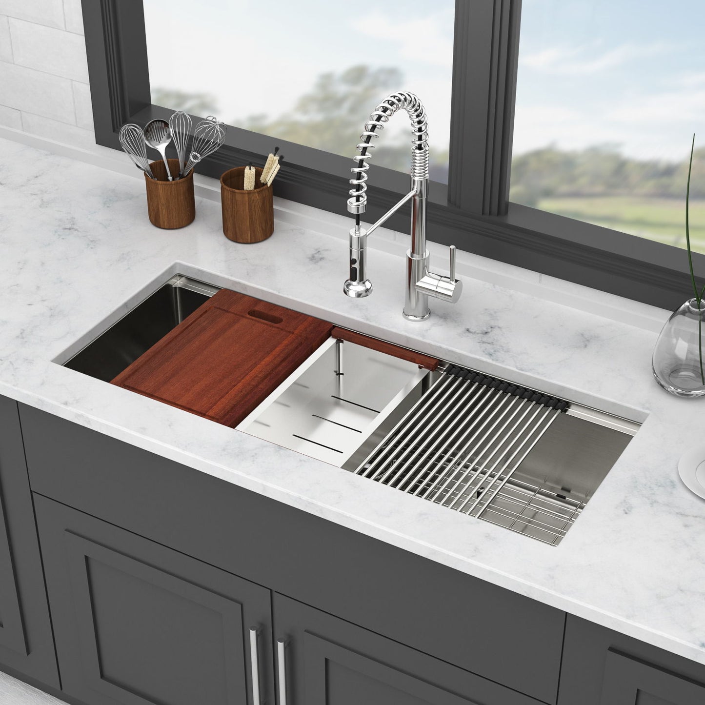 Undermount Workstation Kitchen Sink Stainless Steel Single Bowl Daily Nest