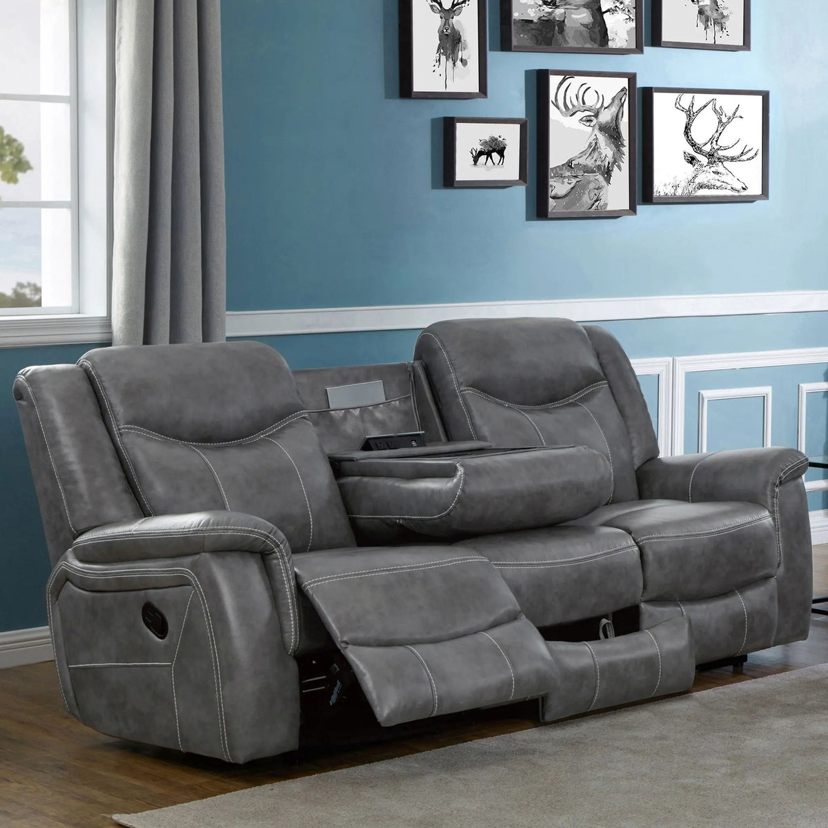Hudson - Motion Sofa Pillow Top Arms Reclining Comfort - Gray Furniture Max