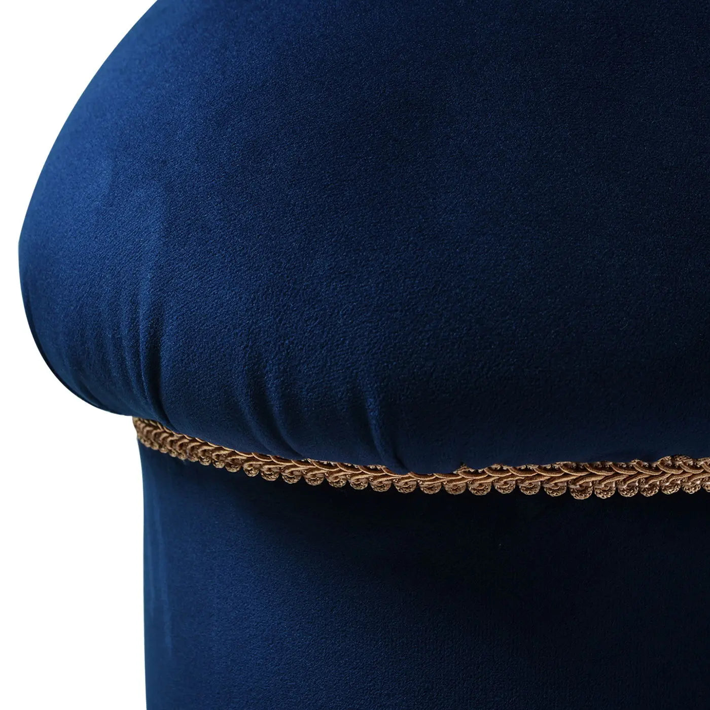 Ellen - Upholstered Clover Ottoman With Gold Bullion Fringe - Navy Blue Jennifer Taylor Home