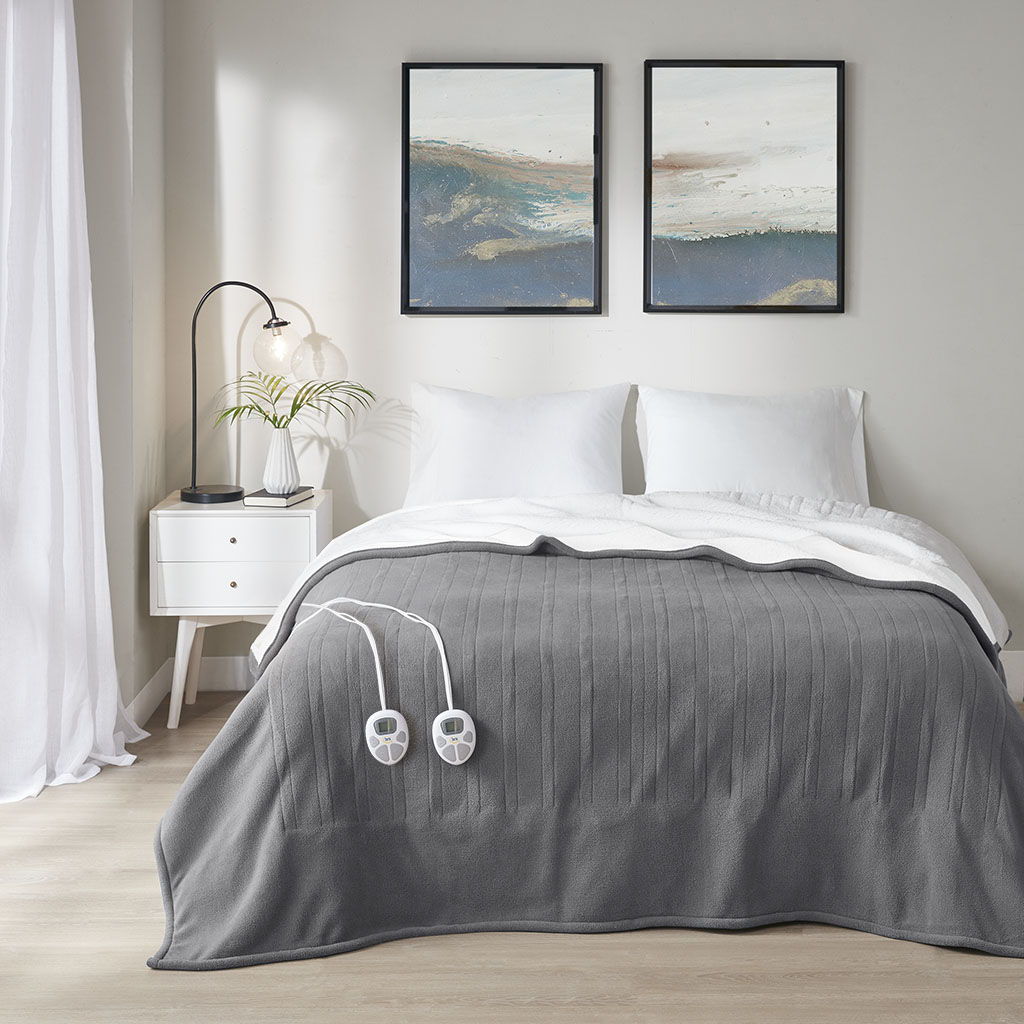 Full Heated Blanket - Dark Gray Serta