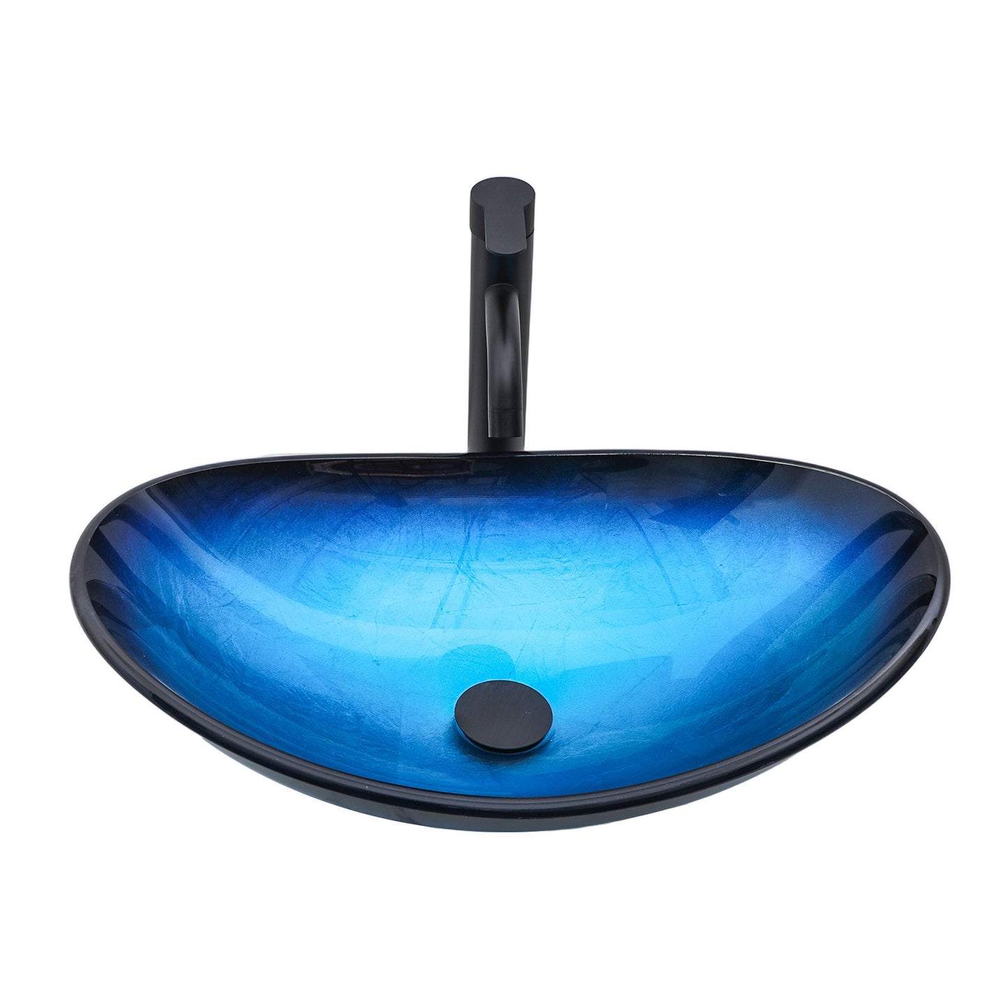Tempered Glass Vessel Sink With Boat Shape Pop-Up Drain Daily Nest