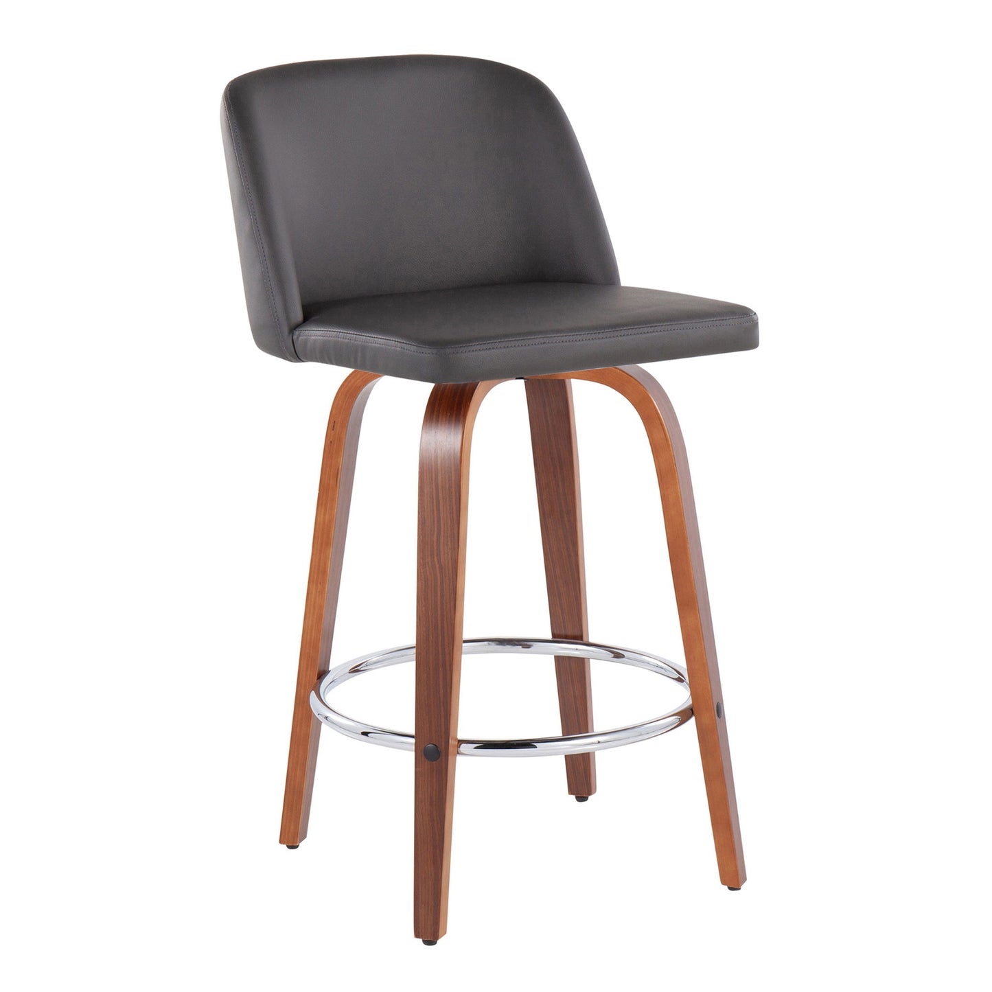 Toriano - Mid-Century Modern Fixed Height Counter Stool With Round Footrest (Set of 2) Lumi Source