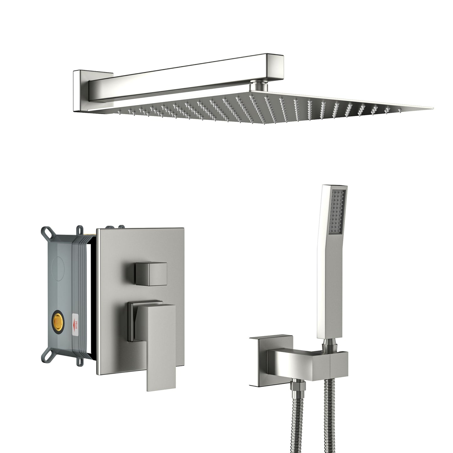 Dual Shower Head System With 12" Wall Mounted Square Rain Shower And Rough In Valve Daily Nest