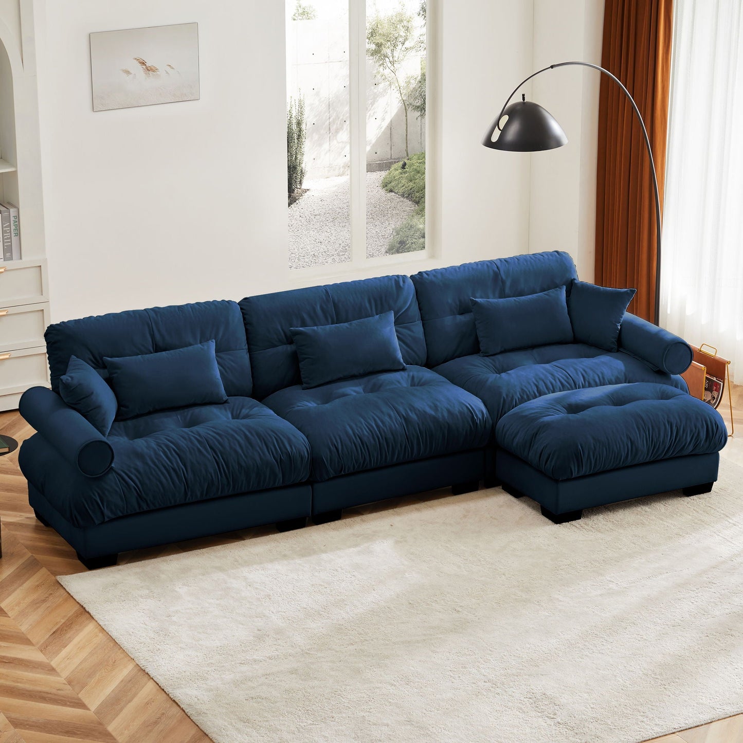 Super Comfort Oversized Modular Sectional Sofa With Movable Ottoman - Snoozhouse