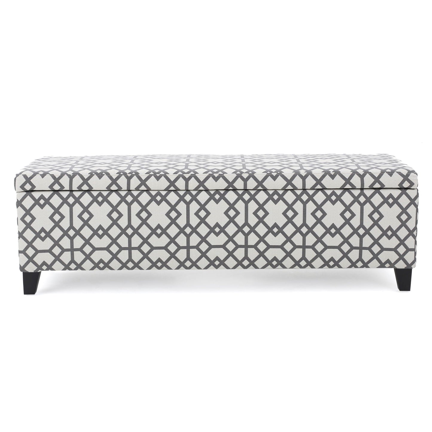 Quotient - Upholstered Storage Ottoman With Tapered Block Feet - Gray / White Noble House