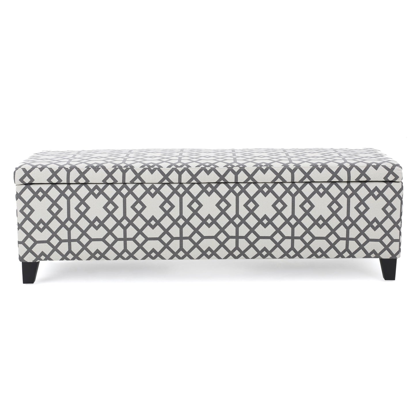 Quotient - Upholstered Storage Ottoman With Tapered Block Feet - Gray / White Noble House