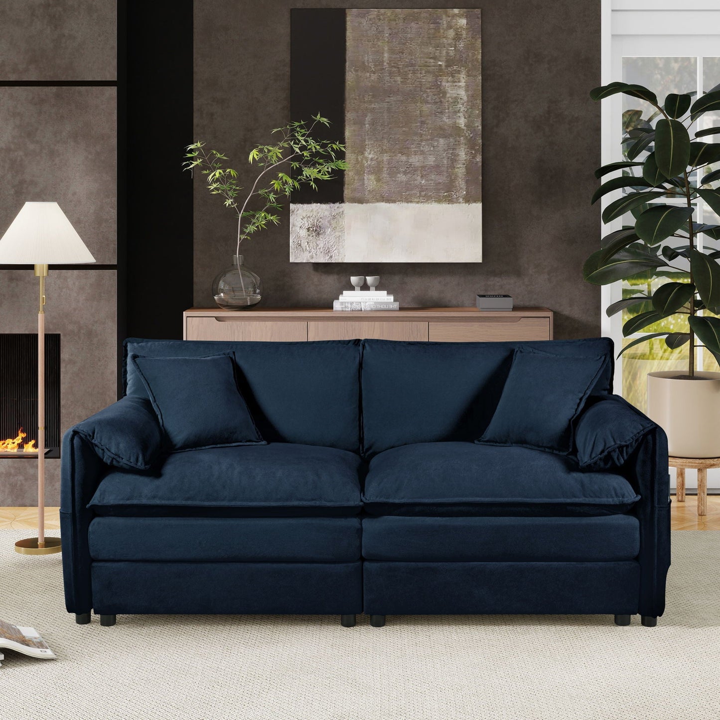 Modern Oversized Chenille Loveseat Sofa With Deep Seat And Diy Combination Home Essentials