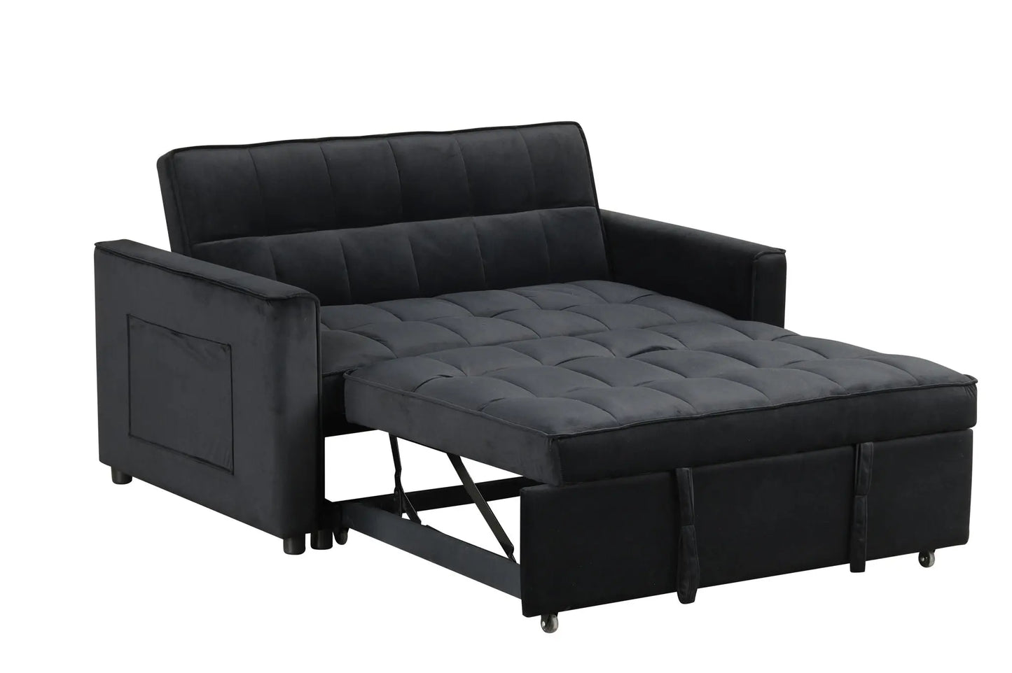 Maeve - Convertible Sleeper Loveseat With Tufting and Side Pocket - Black Lilola Home
