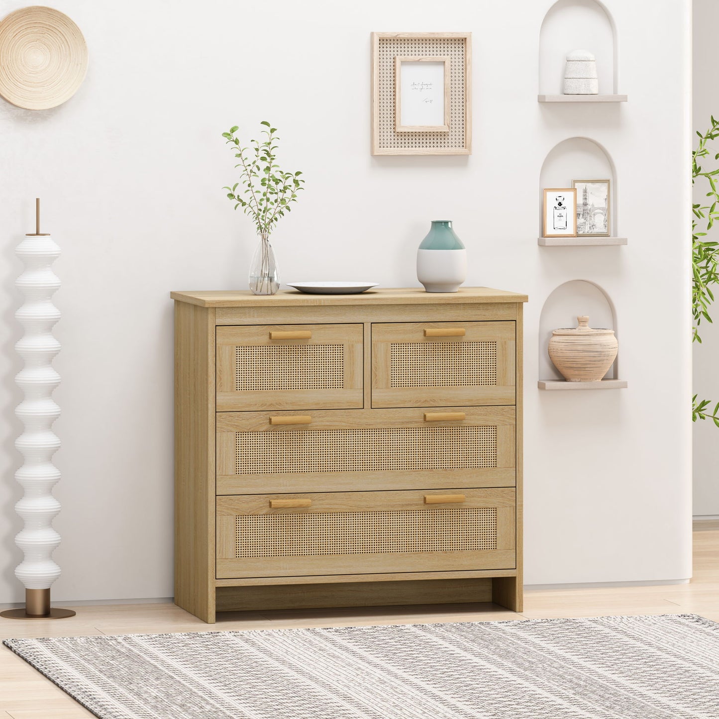 Cabinet With 4 Drawers For Bedroom - Natural Home Essentials