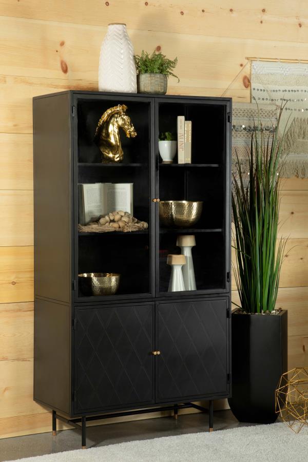Santiago - 4 Door Metal Tall Storage Cabinet - Matte Black CoasterElevations