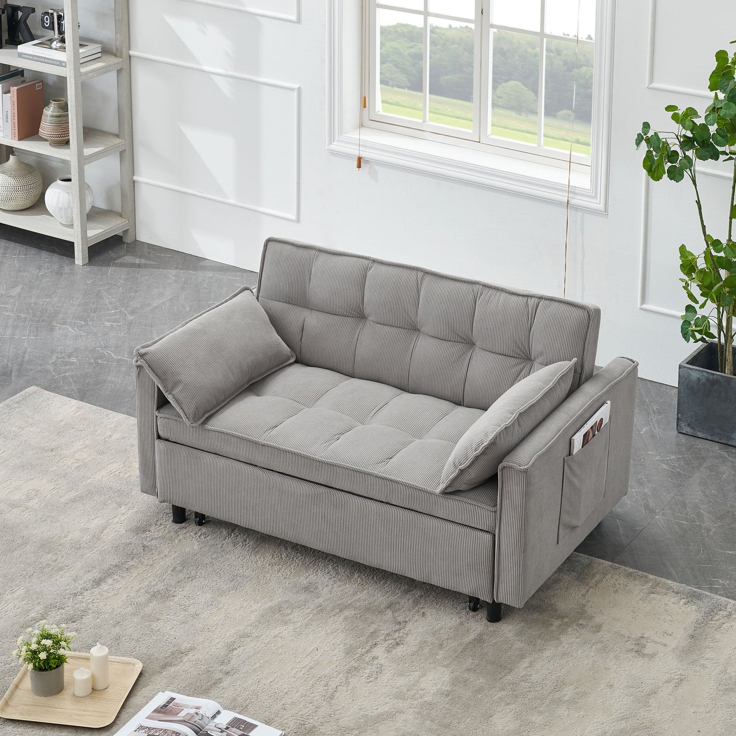 Two-Seat Casual Sofa With Pull Out Bed, Living Room Furniture Home Essentials
