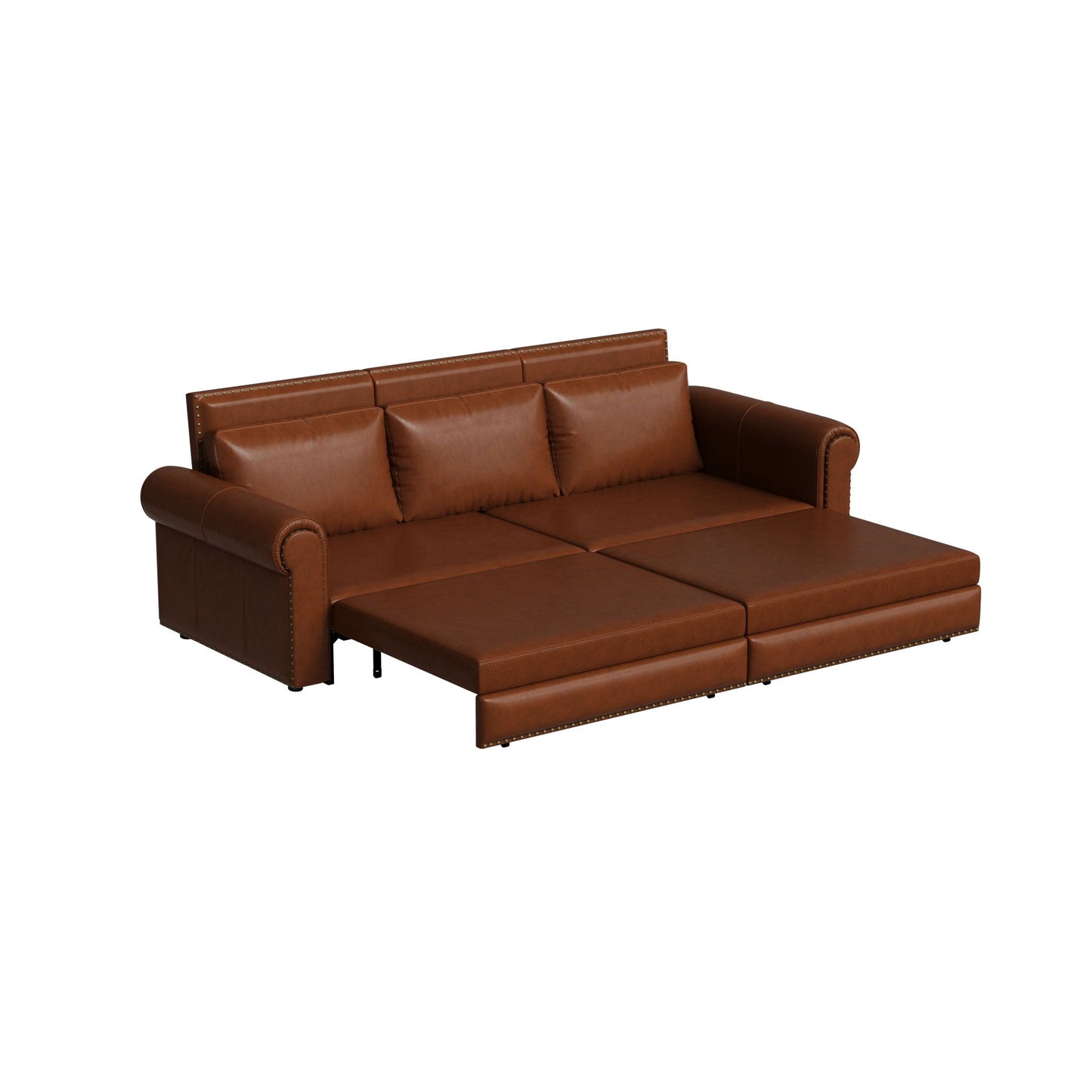 3 In 1 Convertible Sleeper Sofa With Nailhead Trim & Rolled Arm Home Essentials