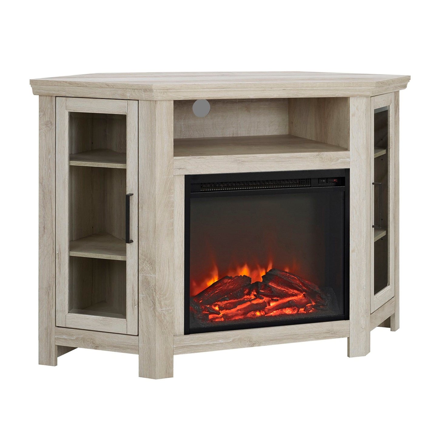 Classic Glass Door Fireplace TV Stand For Tvs Up To 55" Walker Edison