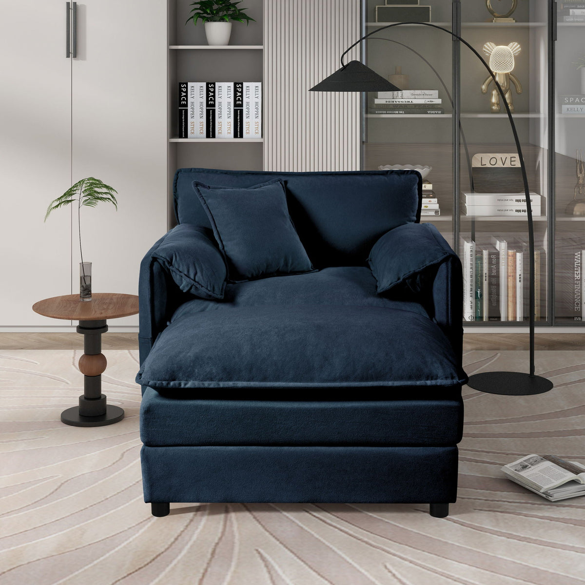 Oversized Chair With Movable Ottoman, Soft Upholstered Lounge Chair Home Essentials