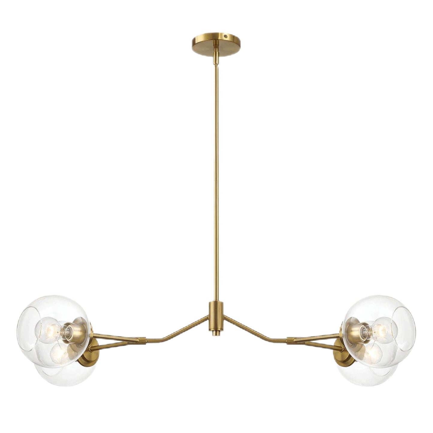 Jewel - 4 Lights Modern Farmhouse Chandelier Ceiling Hanging Light Fixture - Clear / Gold Ashcroft Furniture