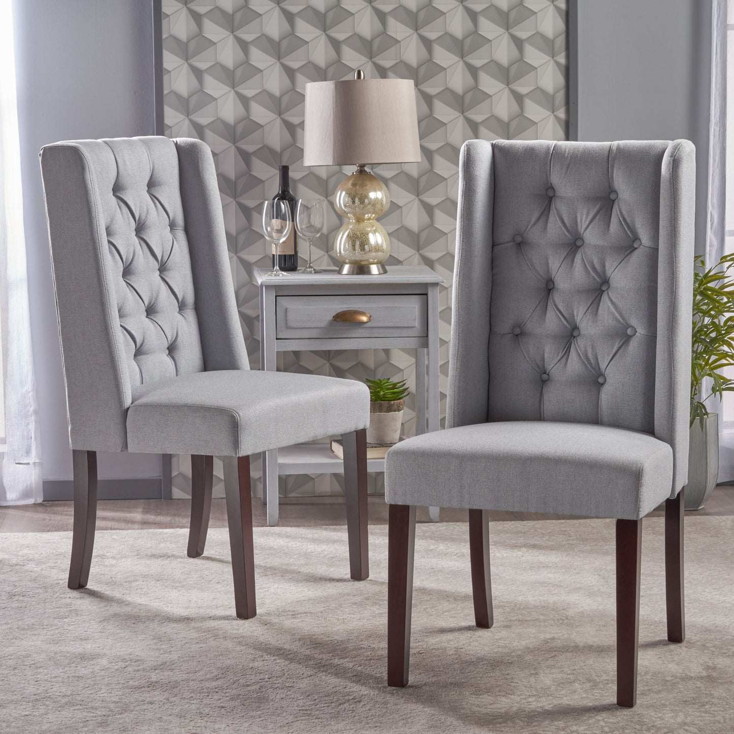 Sophisticated Tufted Dining Chair With High Back Design Noble House
