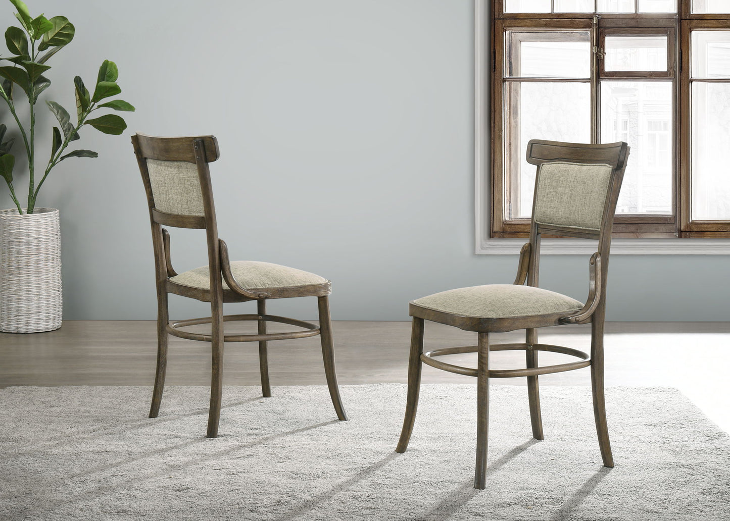 Bistro - Wide Contemporary Fabric Dining Chair With Cushion (Set of 2) - Vintage Walnut Lilola Home