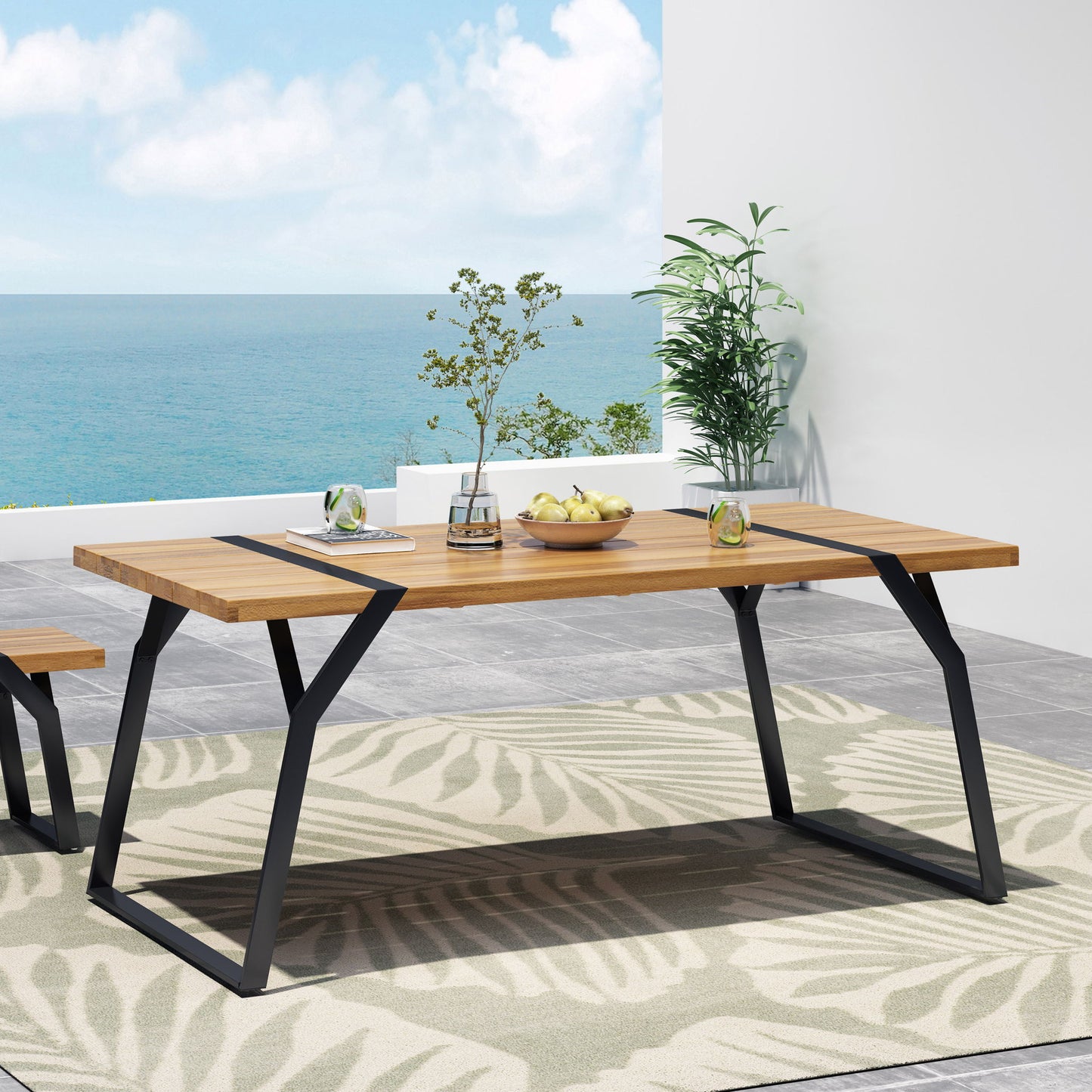 Zora - Dining Table Industrial & Iron Table - Black Noble House