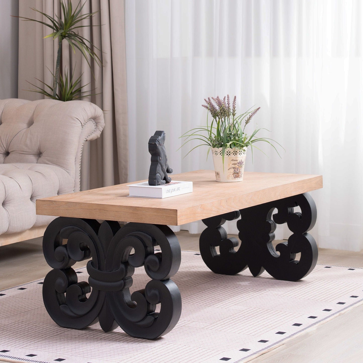 Ornate Scroll Base Coffee Table Home Essentials