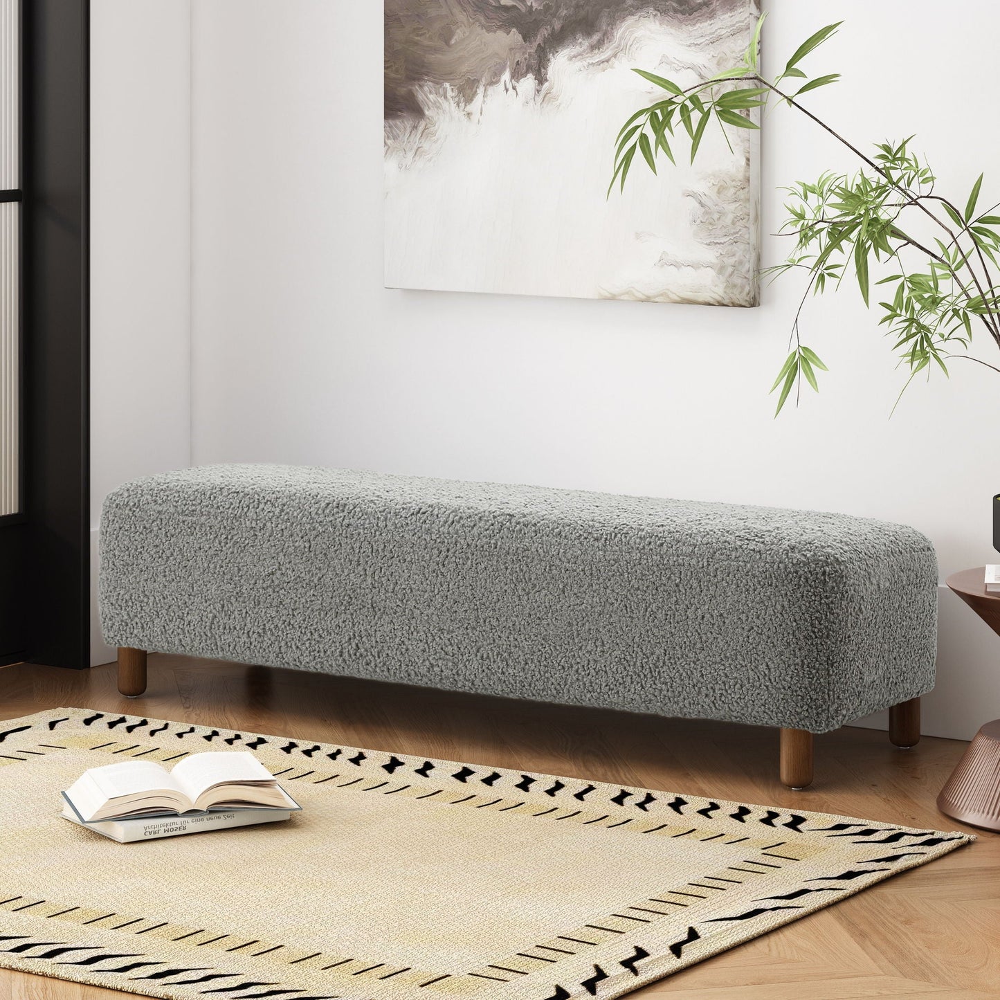 Contemporary Ottoman With Foam Cushion And Durable Upholstery Noble House