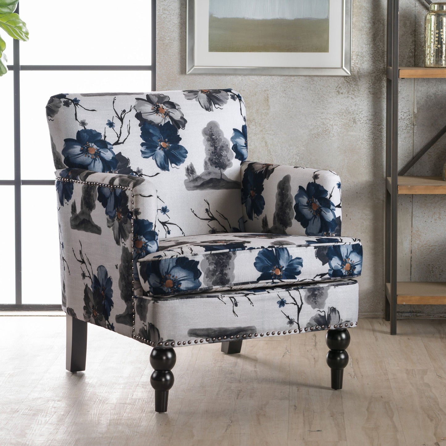 Club Chair With Tapered Birch Wood Legs - Multicolor Noble House