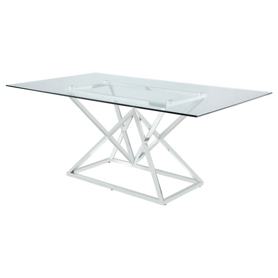 Beaufort - Rectangular Glass Top Dining Table - Chrome CoasterEssence