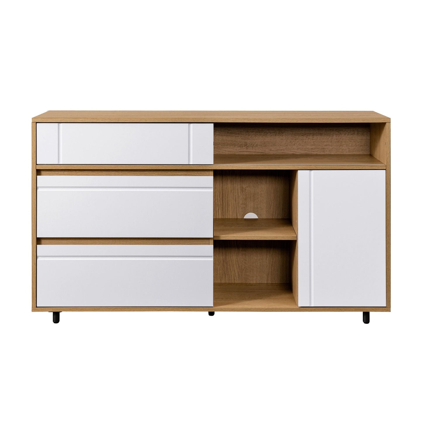 Contemporary Detailed Door Sideboard With Open Storage Walker Edison