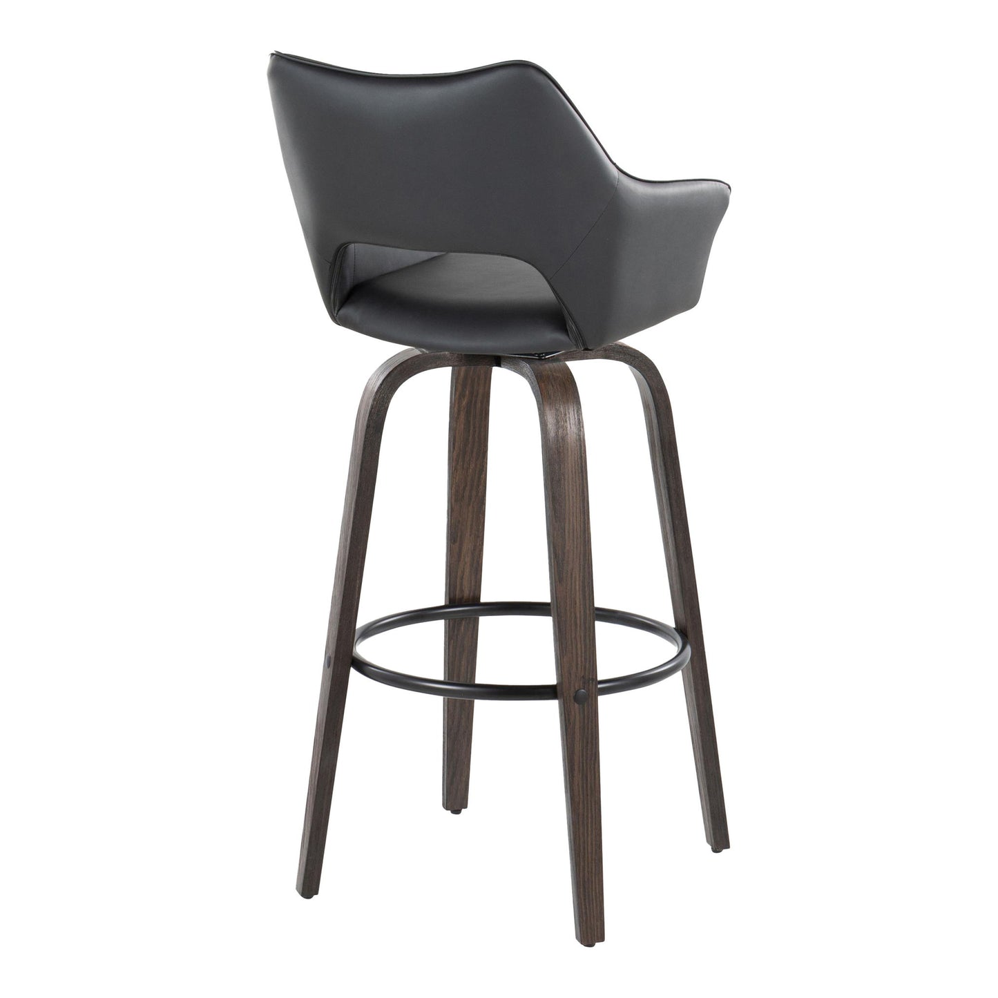Mustang - Contemporary Fixed Height Barstool With Swivel With Round Footrest (Set of 2) Lumi Source
