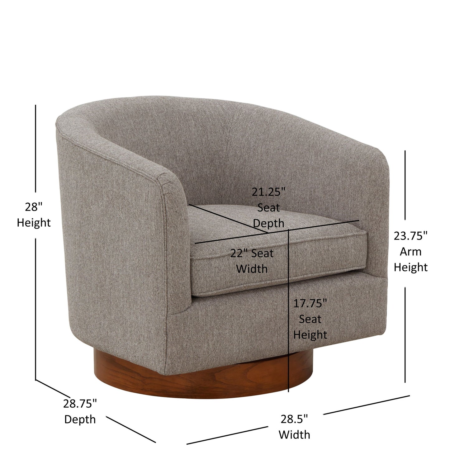 Miramar - Swivel Barrel Chair With Wooden Base Ridgecrest Home