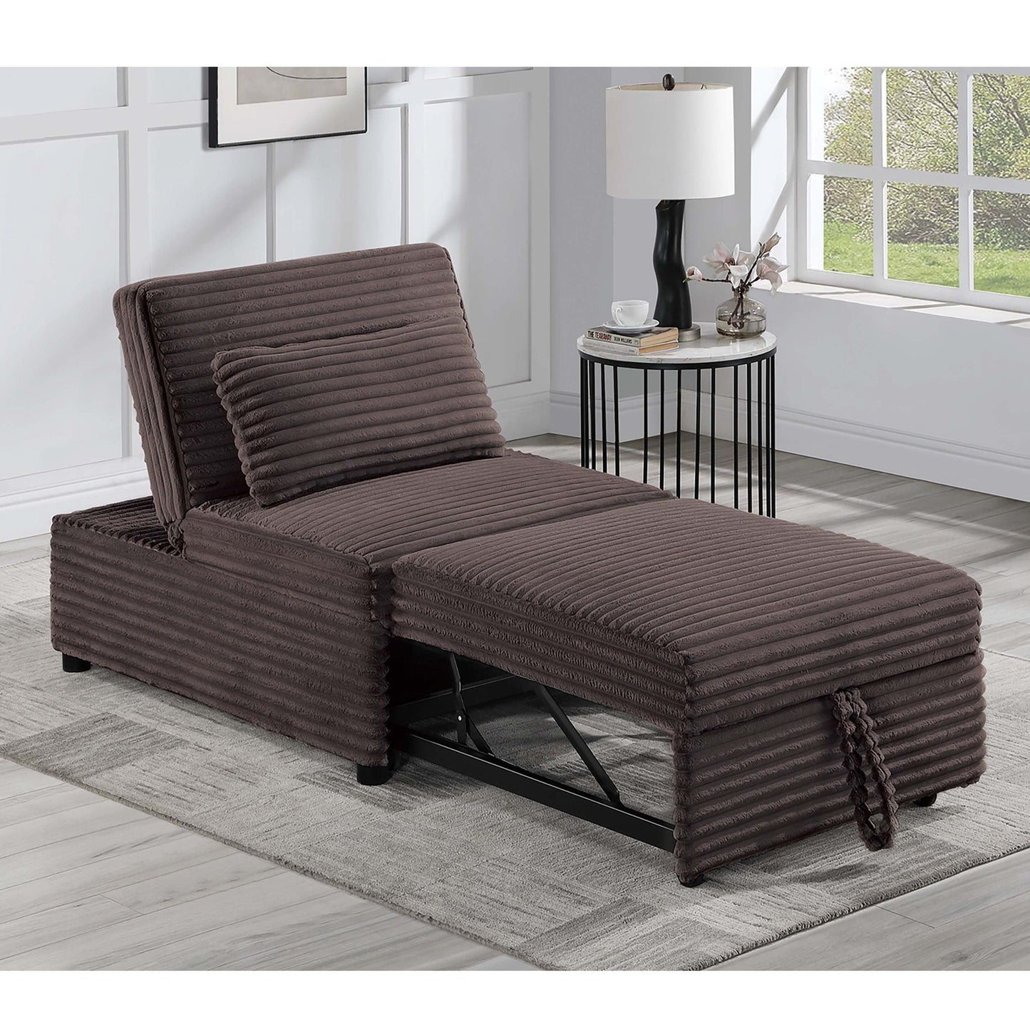 Sleeper Sofa Chair With Plush Cushion And Pull Out Bed Convertible Couch With Matching Pillow - Chocolate Home Essentials