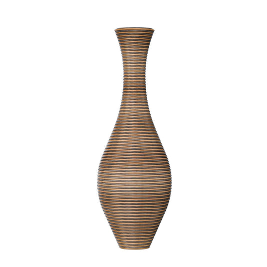 Tall Artificial Rattan Floor Vase In Elegant Statement Piece For Living Room Decor, Entryway, Or Hallway Versatile Home Accent For Dried Or Silk Floral Arrangements - Beige / Gray Daily Nest