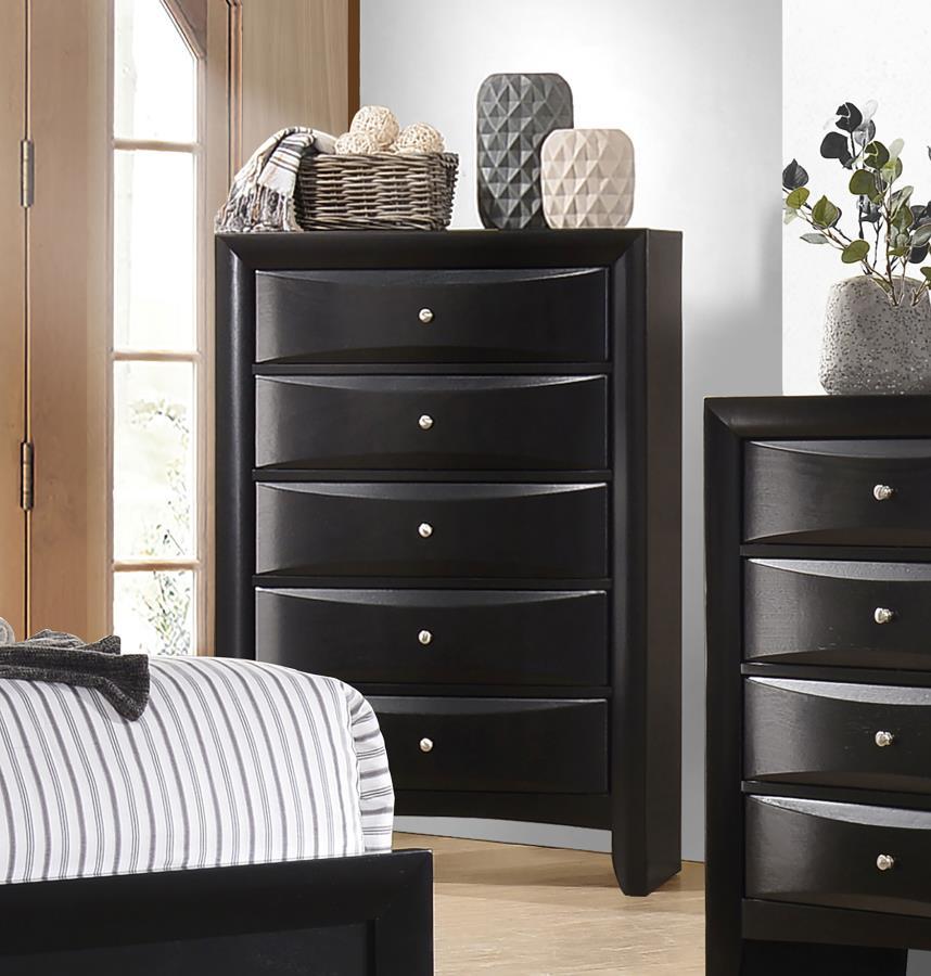 Briana - 5-Drawer Bedroom Chest - Black CoasterEssence