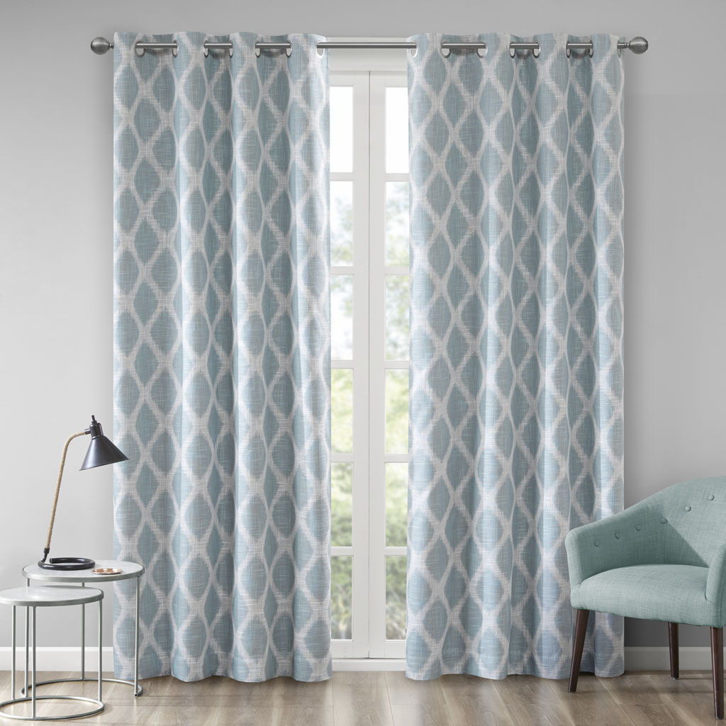 Blakesly - Printed Ikat Blackout Panel - Aqua SunSmart