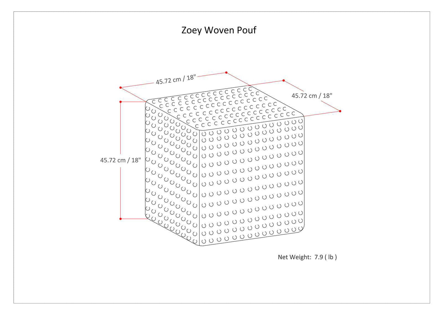 Zoey - Handcrafted Woven Cube Pouf Simpli-Home