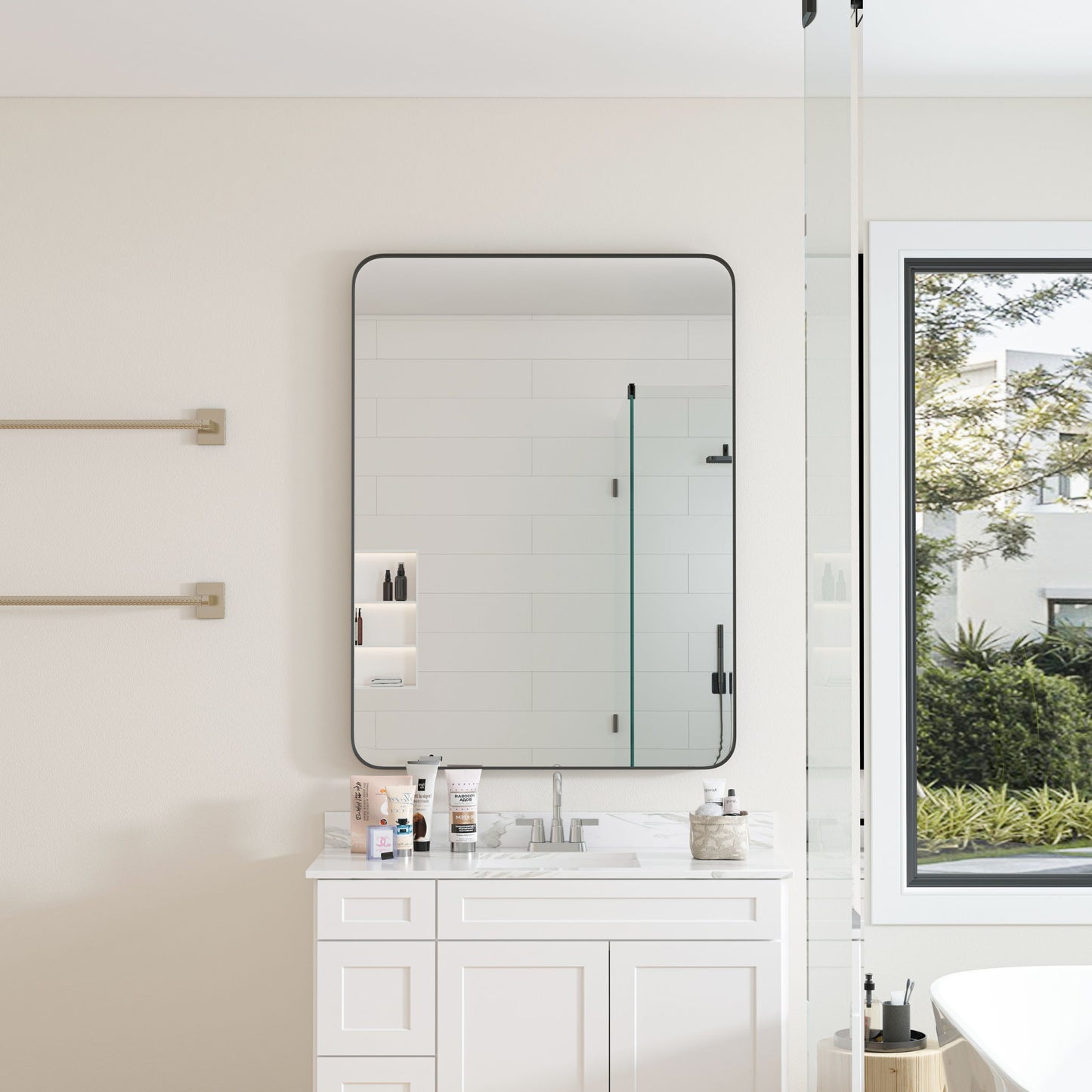 Wall Mirror Rectangular Mirror Metal Framed Mirror Vanity Mirror Dressing Mirror, For Bathroom, Living Room, Bedroom Daily Nest