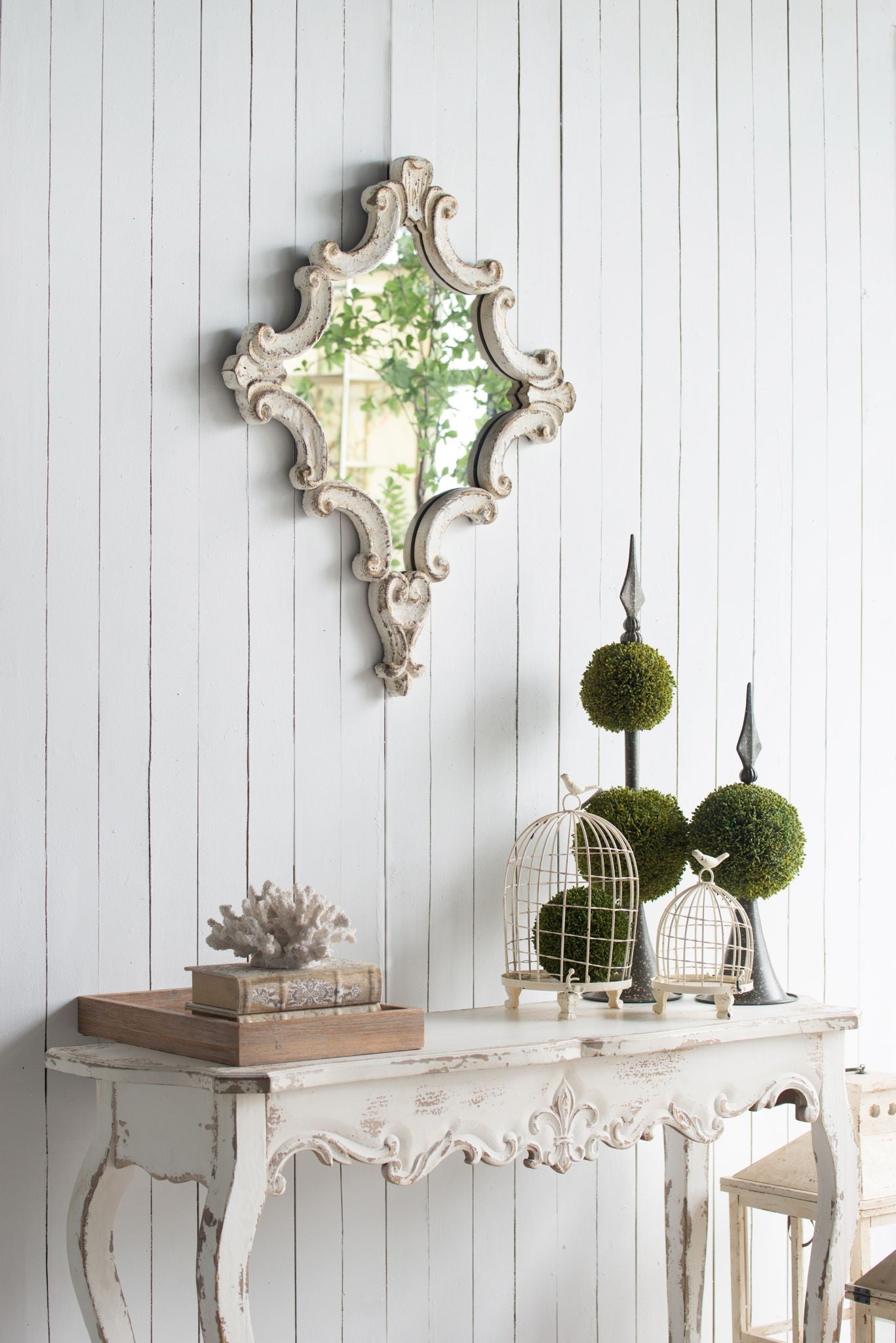 Slimline wash Console Table, For Hallway Living Room Bedroom - White Washed Home Essentials