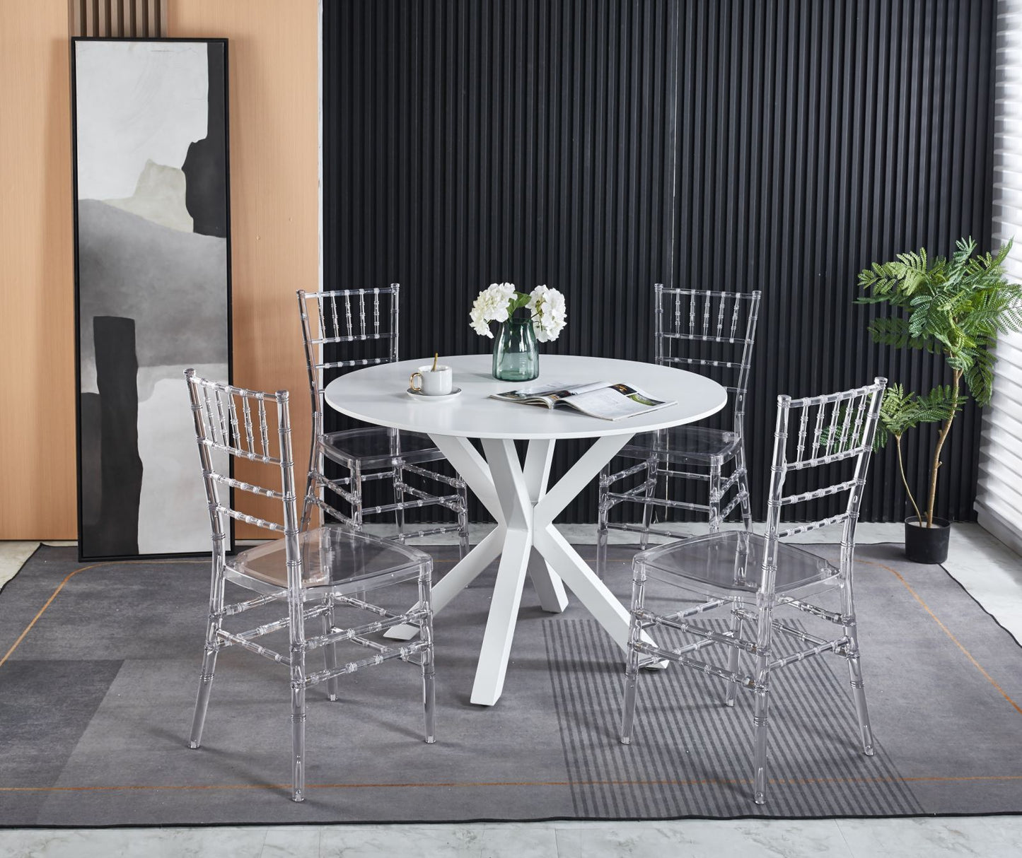 Welding Chair, Dining Chair, Plastic Seat (Set of 4) - Transparent Home Essentials