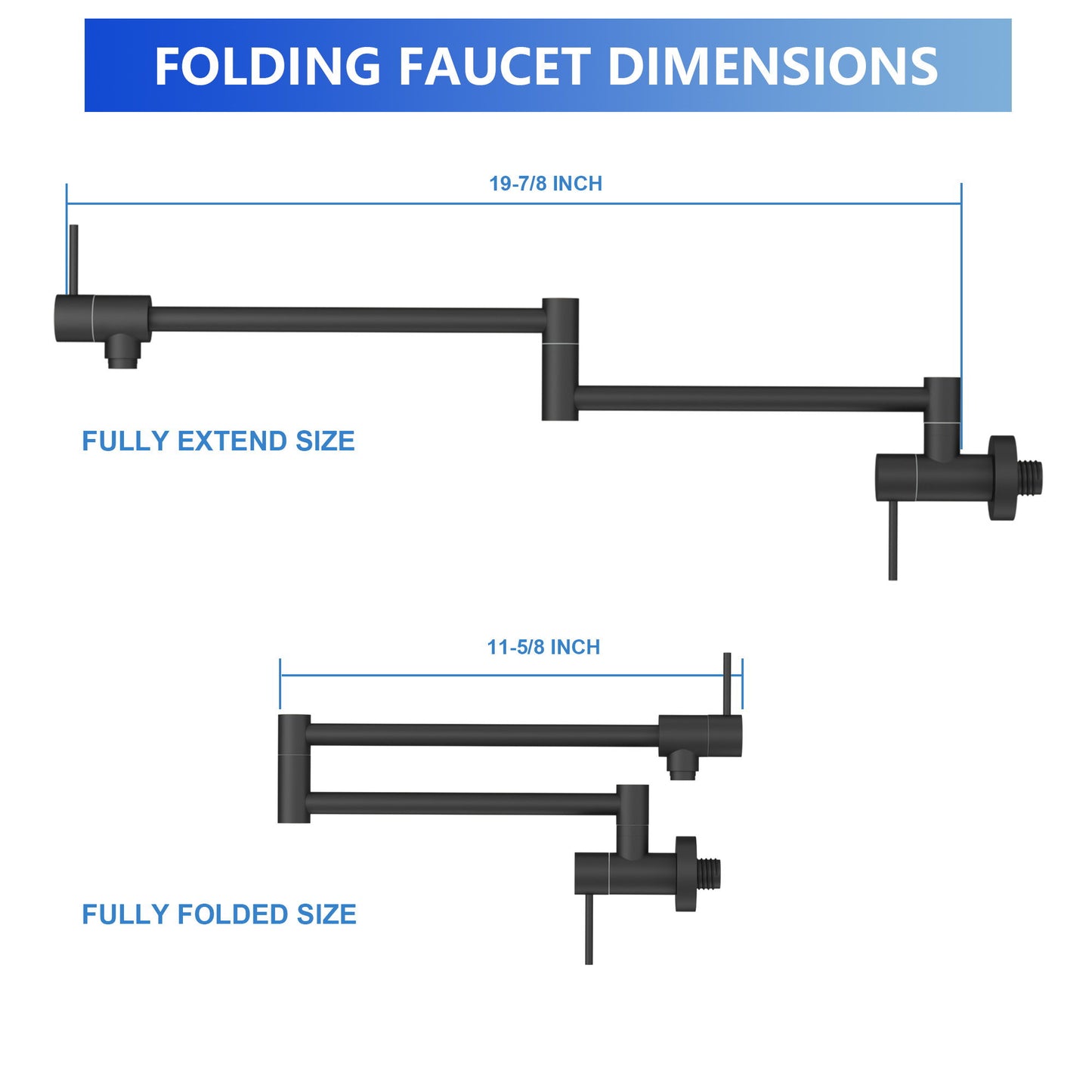 Modern Design Pot Filler Faucet Wall Mount Kitchen Sink, Folding Stretchable Daily Nest