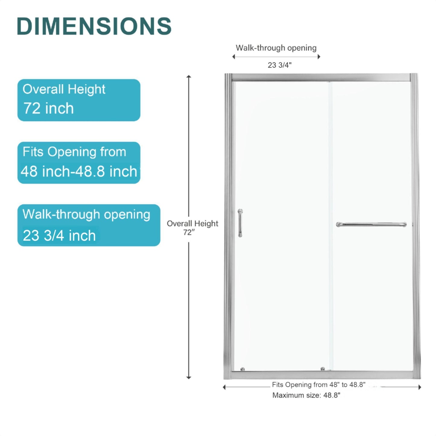 Single Sliding Bypass Shower Door, Tempered Glass Enclosure Daily Nest