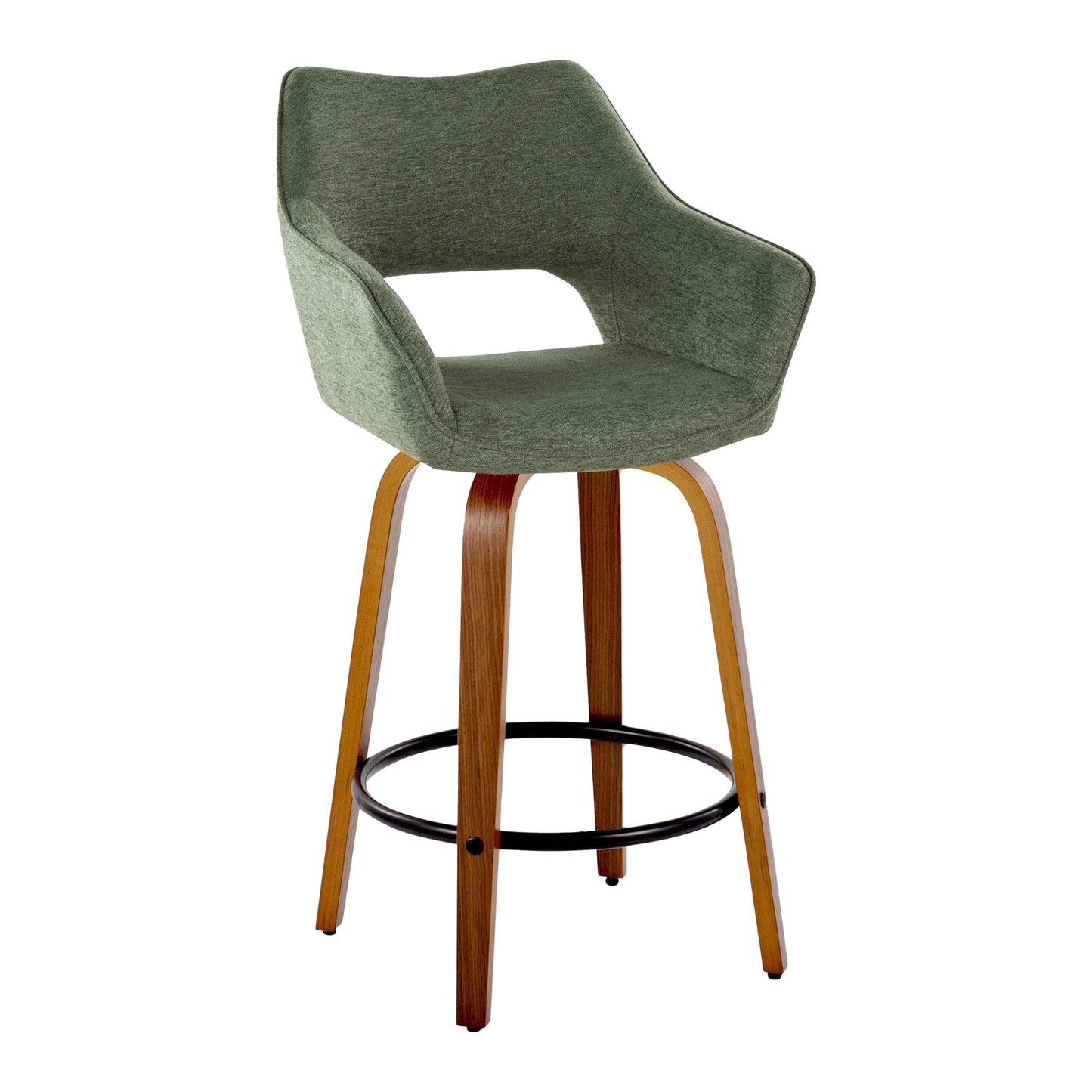 Mustang - Contemporary Fixed Height Counter Stool With Swivel With Round Footrest (Set of 2) Lumi Source