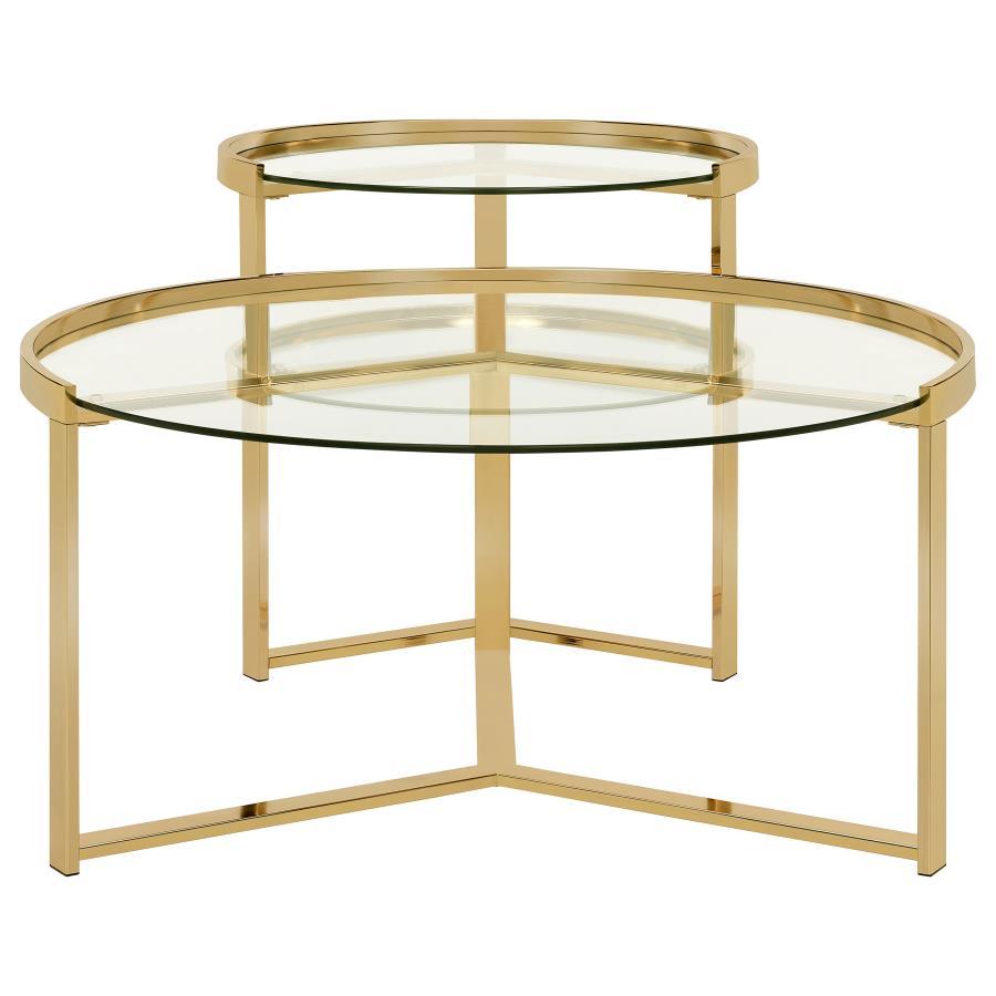Delia - 2 Piece Round Glass Top Nesting Coffee Table Coaster Fine Furniture
