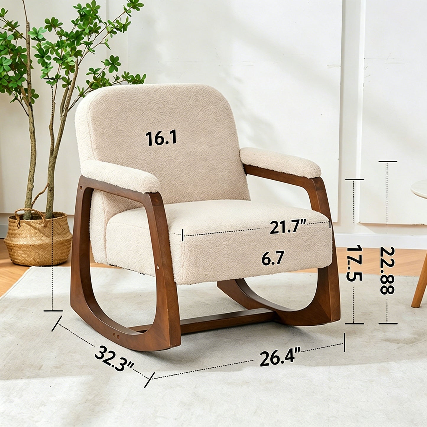 Curved Frame Rocking Accent Chair - Beige / Brown Home Essentials