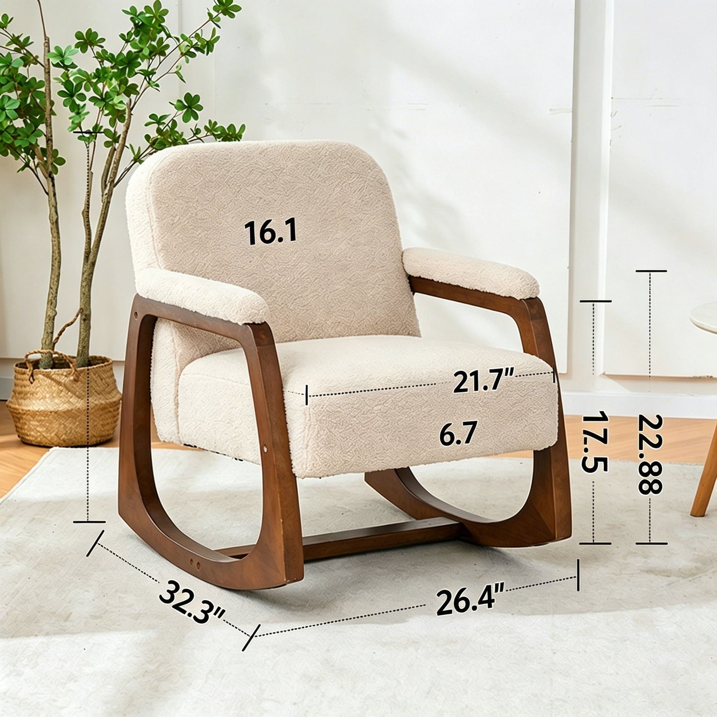 Curved Frame Rocking Accent Chair - Beige / Brown Home Essentials