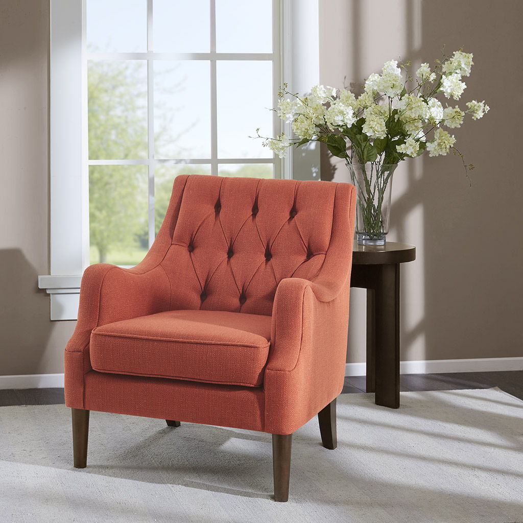 Qwen - Button Tufted Accent Chair - Spice Madison Park