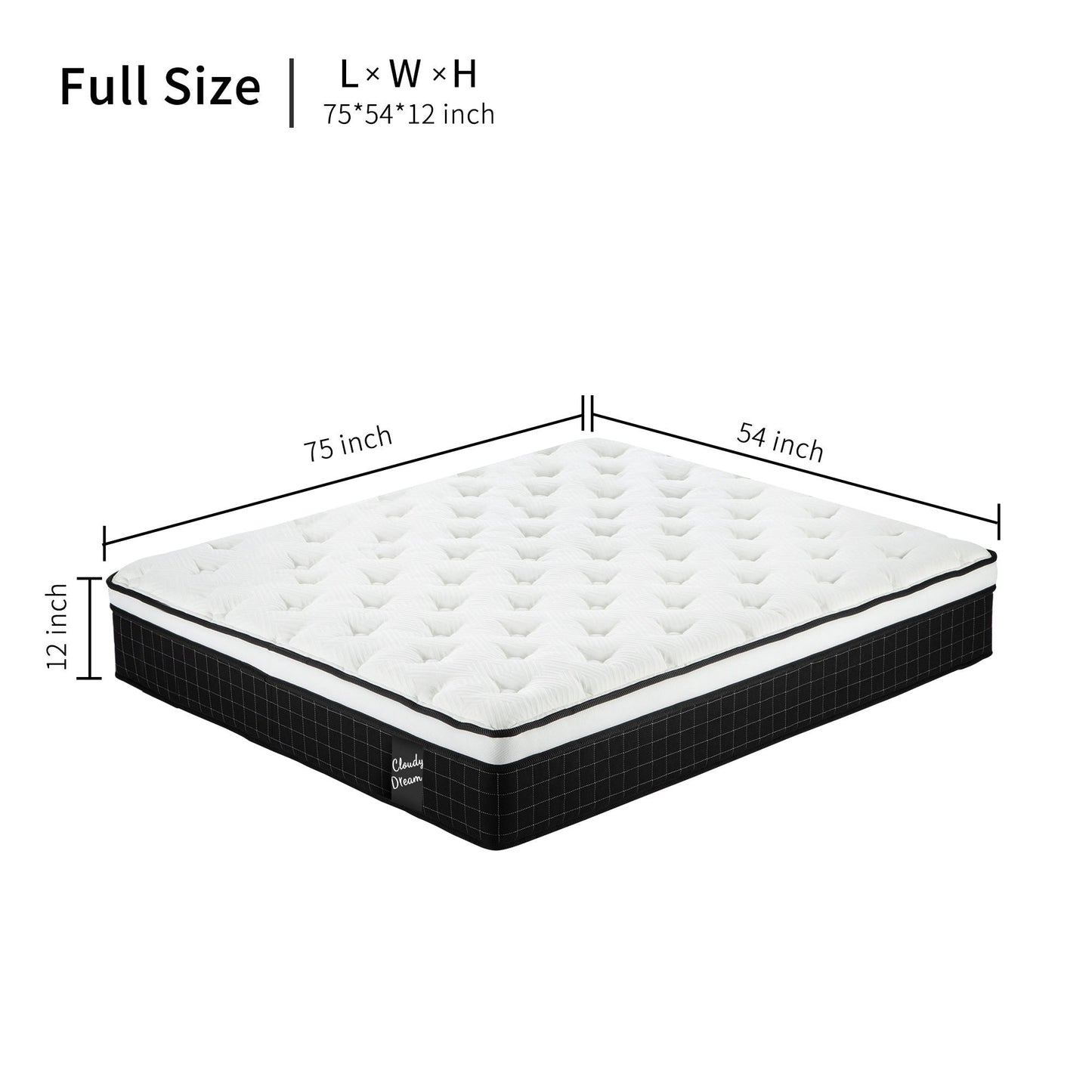 12" Hybrid Mattress With Individual Pocket Spring, Comortable Memory Foam Home Essentials