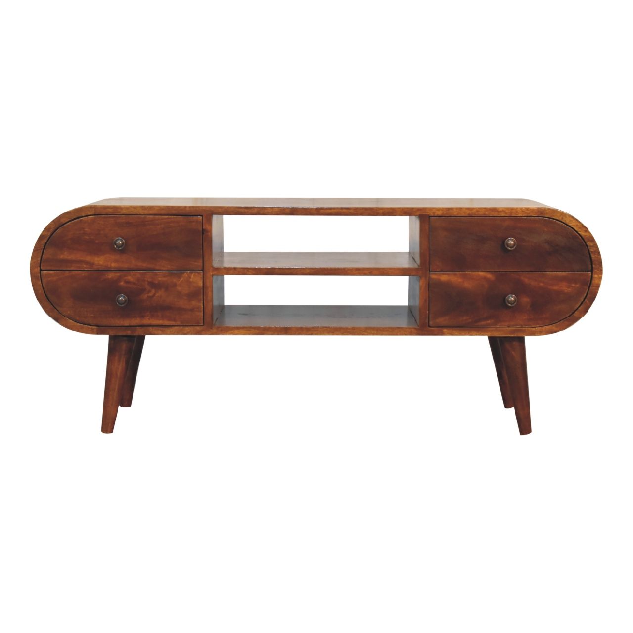 Circular Media Unit With 2 Open Slots Artisan Furniture